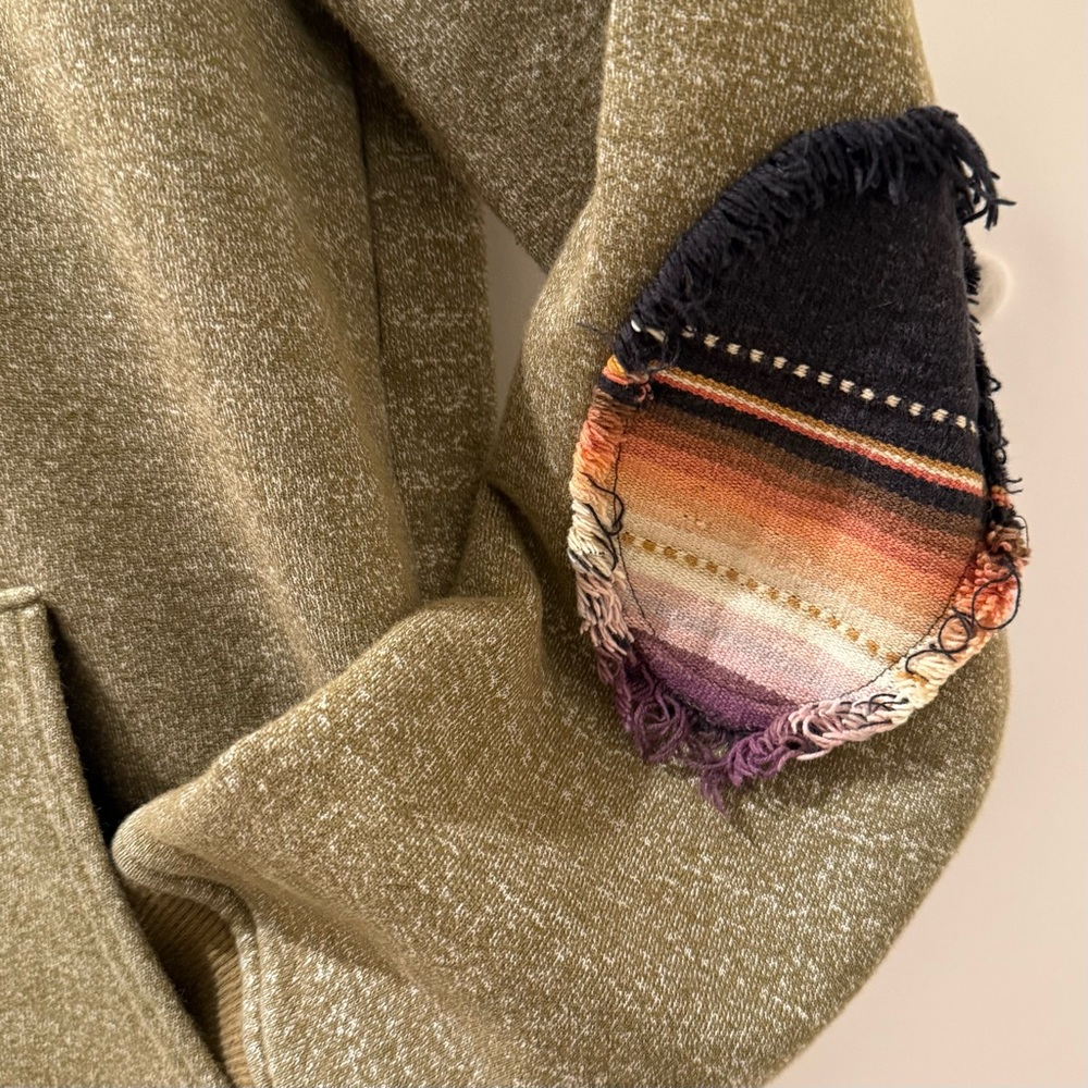 Anthropologie Serape Lined Hooded Zip Sweatshirt Western Aztec Boho Jacket Med - Picture 6 of 9